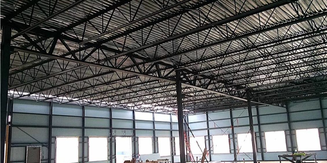 wide angle shot of an interior building under construction