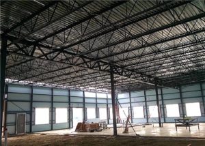 wide angle shot of an interior building under construction