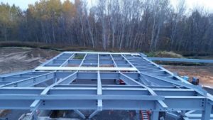 a steel frame of a building under construction